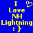 Blue background with yellow pixelated text and symbols arranged in two identical vertical , each containing 'I', a heart symbol, 'Love', 'NH', 'Lightning', and ':}'