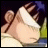 Pixelated anime-style character with closed eyes and light skin, wearing a white headband and dark hair, positioned against a dark background with green and blue elements.