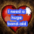 Red heart-shaped icon with brown textured background and white cloud-like detail, displaying sequential blue text overlays.