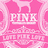 A pink-themed buddy icon with repeating 'PINK' text and horse silhouettes on the left, transitioning to a solid pink background with 'PINK!' and '<333' on the right.