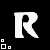 A 6-frame animated contact sheet showing a white stylized letter R with blue and white square icons changing across frames on a black background.