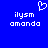 Blue background with white pixelated text 'ilysm amanda' and a heart symbol above the text on the left side.