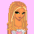 Pixel art contact sheet showing a female character in various poses with pink hearts and text elements on a light pink background.