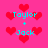 Pixelated pink background with cyan text 'Taylor + Jack' and red heart symbols in various states of blur or focus.
