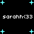 Black background with cyan star shapes scattered throughout, two lines of white text reading "sarahh<33" repeated twice.