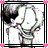 Pixelated static icon with black border and pink corner accents showing abstract shapes in multicolored pixels against white background.