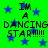 Green background with blue stars and repeated black text reading "IM A DANCING STAR!!!!!" in a pattern