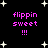 Black background with white star shapes and pink text reading 'flippin sweet !!!' in four identical quadrants.