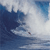 Pixelated static image of a blue-toned ocean scene with waves and sky, featuring a small dark object near the water's surface.