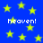 Blue background with yellow stars and repeated white text 'heaven!' in pixelated font.