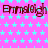 A static image with a pink background patterned with light blue stars, featuring repeated dark red text "Emmsleigh" in a stylized font across three horizontal