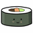 Pixelated sushi roll with smiling face, green seaweed exterior, white rice, and visible filling of brown, orange, and green ingredients.