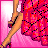 Pixelated image of a woman in a red dress with brown hair, showing different body parts and text reading 'WAITIN ON MY PRINCE' on pink background.