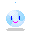 Pixelated blue sphere with pink mouth and blue eyes, displaying multiple expressions and text variations against gray background.
