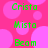 Green pixelated text on a pink background with large light pink circles; the image is static.