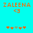 Pixelated orange text 'ZALEENA' with '<3' and five star-like symbols on cyan background, two identical frames side-by-side.