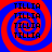 Four identical spiral patterns with red and blue swirls, each containing repeated black text "TILLIA" in a