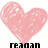 Four pink heart shapes with textured outlines appear in a , each with a name below: reagan, marie, patterson, and a partially visible name