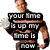 A split-screen animated image shows a muscular man in two poses with overlaid text blocks, one side white background and the other black.