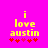 Yellow text 'i love austin' on bright pink background with red and pink hearts below, two versions differ in heart color sequence.