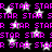A black background filled with repeating pink 'STAR' text and white star shapes in a pixelated pattern.