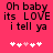 Pixelated text on bright pink background with five heart symbols below, showing animation where one heart changes color.