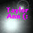 Four- of identical text over a grayscale background with shifting light effects, each showing 'Taylor Ann (:' in bright pink