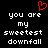 Red pixelated heart symbol above white text reading 'you are my sweetest downfall' on black background.