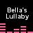 Black background with white text 'Bella's Lullaby' repeated in four quadrants above pink audio equalizer bars that change height across observations.