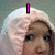 A four- shows a person with light-colored hair wearing a white hood, each displaying different text above the head