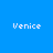 Four display the word 'Venice' in white pixelated text against blue, dark blue, black, and teal backgrounds