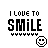A 4x4 contact sheet of animated AIM buddy icons featuring "I LIVE TO SMILE" text with changing colored symbols and smiley faces across frames.