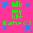 Bright pink background with blue star shapes and green text reading 'idk my bff Katie<3' arranged in a pattern