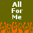 Pixelated text 'All For Me' in white on olive background with orange pixelated shapes below, two identical frames side-by-side.