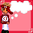 A 3x3 grid of animated frames showing a pixel-art character with red headband and maroon shirt, transitioning from thought bubble to visible face while text changes across frames.