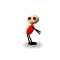 Pixelated character with blonde hair and red shirt in four sequential poses on gray background.