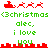 Red pixelated sleighs with reindeer, green text reading "<3christmas<3christmas alec, i love you", and red cityscape-like shapes on white background.