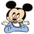 Two pixelated Mickey Mouse baby character frames side-by-side in a contact sheet, one with neutral expression and the other holding a striped ball.