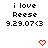 Pixelated text reads 'i love Reese 9.29.07<3' above a red heart symbol, with two identical frames showing the same content.