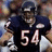 Pixelated image of a football player in dark uniform with number 54, alongside text labels on blue and gray backgrounds.