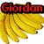 Pixelated image of a banana bunch with red text, a pineapple with yellow text, and a blue-tinted water background with blue text.