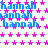 Blue text 'hannah' repeated in a pattern over white background with pink star symbols, some letters partially obscured by stars