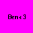 Four square display identical pixelated text 'Benc 3' on solid backgrounds of magenta, pink, red, and bright pink