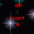 Red pixelated text on a black background with starbursts and green accents, displaying 'all i want 4' and 'christmas is .... you'