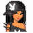 Pixel art contact sheet showing a female character with Playmate branding across multiple frames including full body, torso, legs, and logo detail.