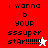 Pixelated text 'i wanna b your sssuper star!!!!!!!!' on red and white backgrounds with star icons.