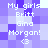 Pixelated text on a purple background with repeated phrases and a heart symbol
