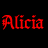 Four animated frames of red text "Alicia" on black background with dripping effects, arranged in a 2x2 contact sheet.