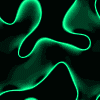 Three distinct animated wave patterns in green, purple, and yellow glow against a black background with a gray rectangular overlay.