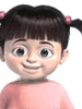 Animated cartoon character with dark hair in pigtails, pink top, and changing facial expressions across frames.